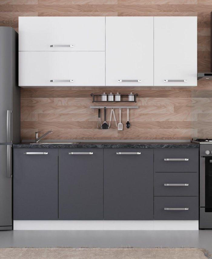Kayra Home 185 Cm Kitchen Cabinet White Anthracite 185-A2