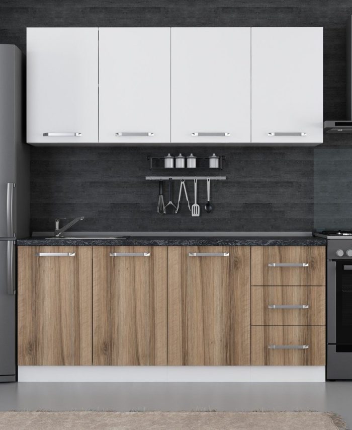 Kayra Home 185 Cm Kitchen Cabinet White Gold 185-D1