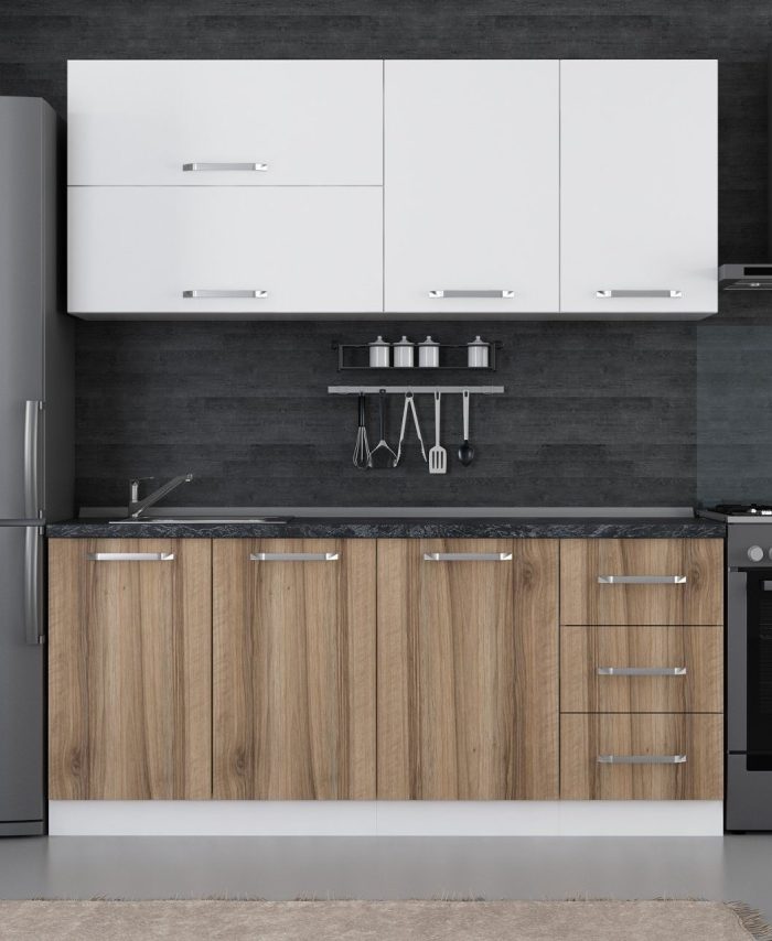 Kayra Home 185 Cm Kitchen Cabinet White Gold 185-D2