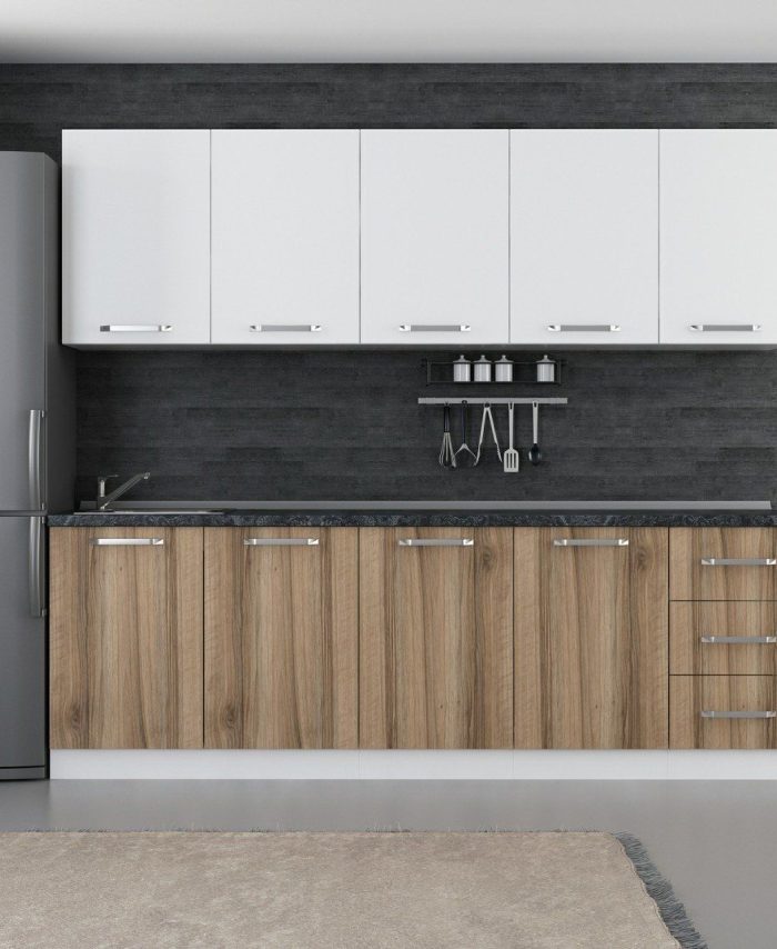 Kayra Home 245 Cm Kitchen Cabinet White Gold 245-D3