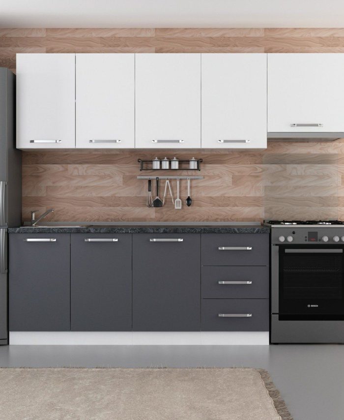 Kayra Home 250 Cm Kitchen Cabinet White Anthracite 250-A4