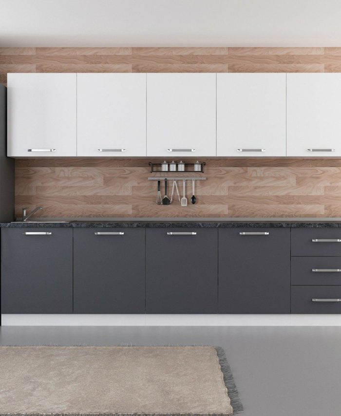 Kayra Home 300 Cm Kitchen Cabinet White Anthracite 300-A3
