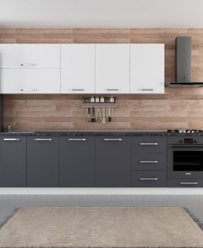 Kayra Home 300 Cm Kitchen Cabinet White Anthracite 300-A7