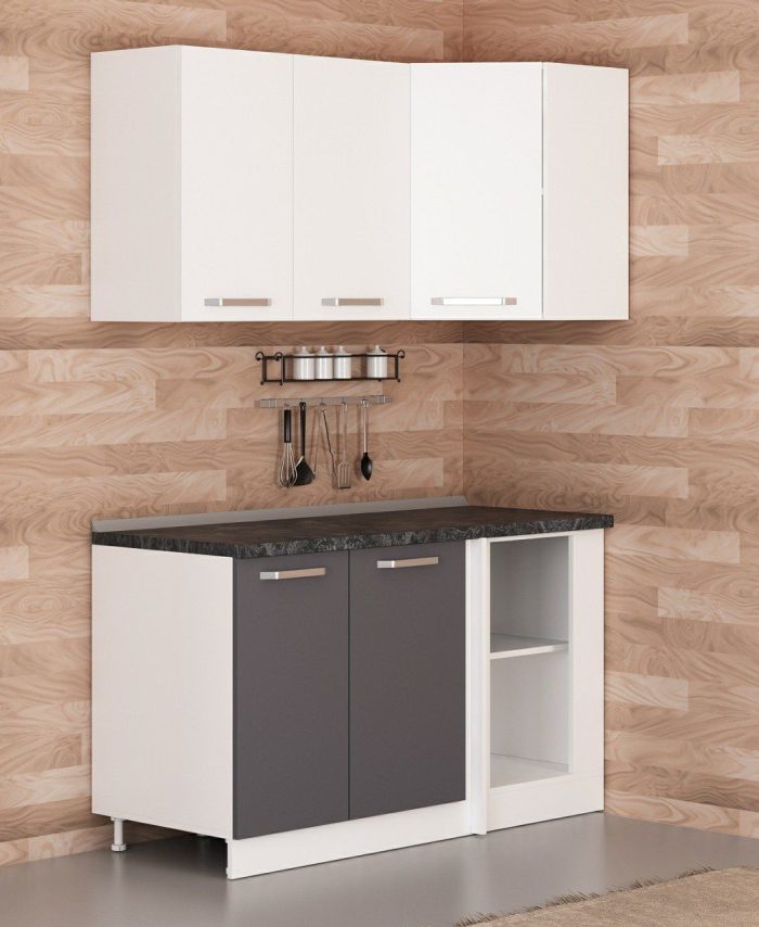 Kayra Home 145Cm Corner Kitchen Cabinet - White/Anthracite K145-A1
