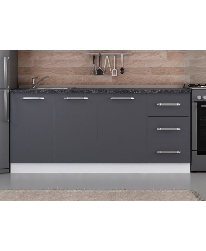 Kayra Home 185 Cm Kitchen Cabinet White Anthracite 185-A1-Base Module