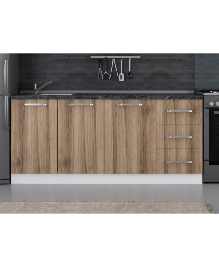 Kayra Home 185 Cm Kitchen Cabinet White Gold 185-D1-Base Module