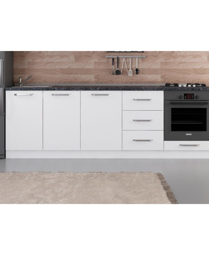 Kayra Home 250 Cm Kitchen Cabinet White 250-B3-Base Module