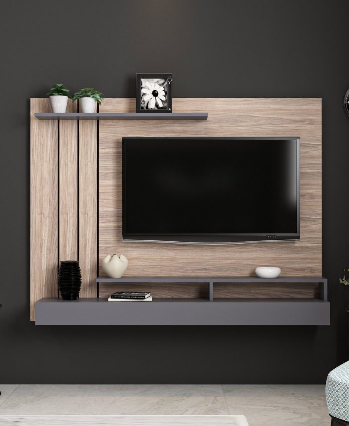 Kayra Home Lawrence Modern TV Unit with Shelves - Kaman/Anthracite